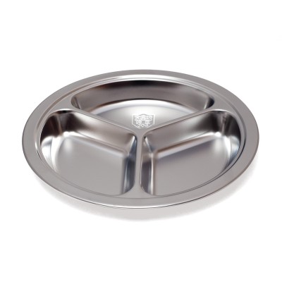 6 ASSIETTES COMPARTIMENTEES INOX  ø 20x3 cm
