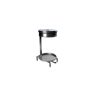 SUPPORT DE SAC MOBILE AVEC LA BASE RONDE - 110L - INOX / COUVERCLE INOX