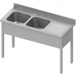 PLONGE ADOSSEE AVEC EGOUTTOIR  1600 x700 x900-2 bacs à gauche