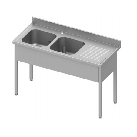 PLONGE ADOSSEE AVEC EGOUTTOIR  1600 x700 x900-2 bacs à gauche