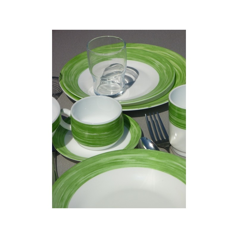 6 BOLS RESTAURANT EMPILABLES BRUSH VERT