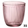 6 VERRES LINE COULEUR  LILAS ROSE 29CL