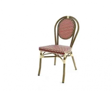 CHAISE BAMBOO ROUGE ET CREME