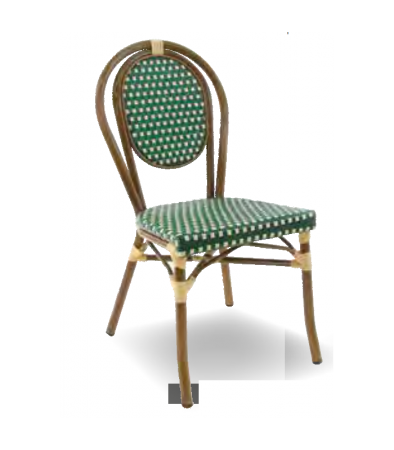 CHAISE BAMBOO VERTE ET CREME